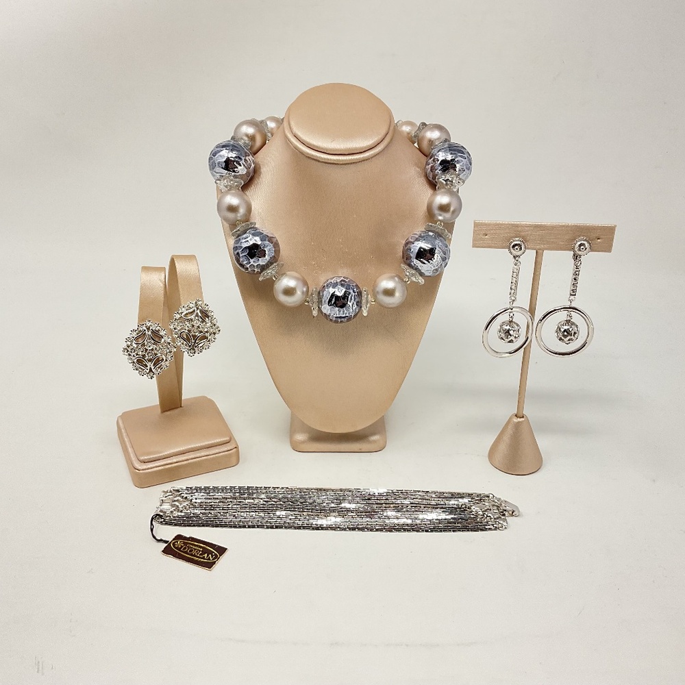 Signed D’orlan Elegant Silver and Pearl Jewelry Set